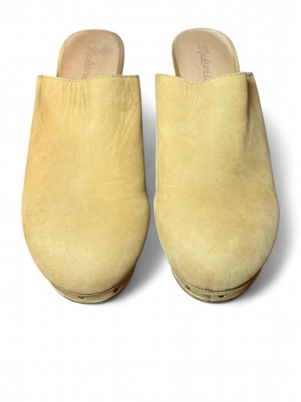 Madewell Pale Tan Leather Slide Clogs
